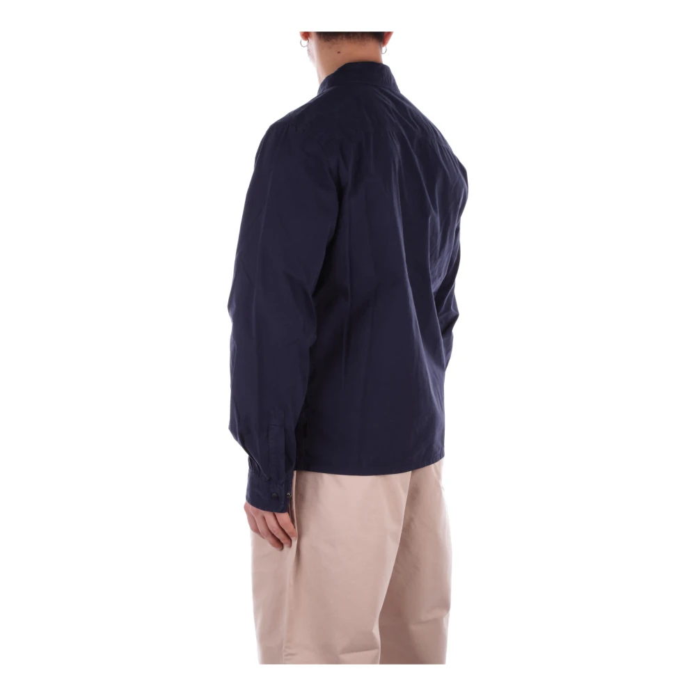 Woolrich Blauw Shirt Jas Logo Rits Zakken Blue Heren
