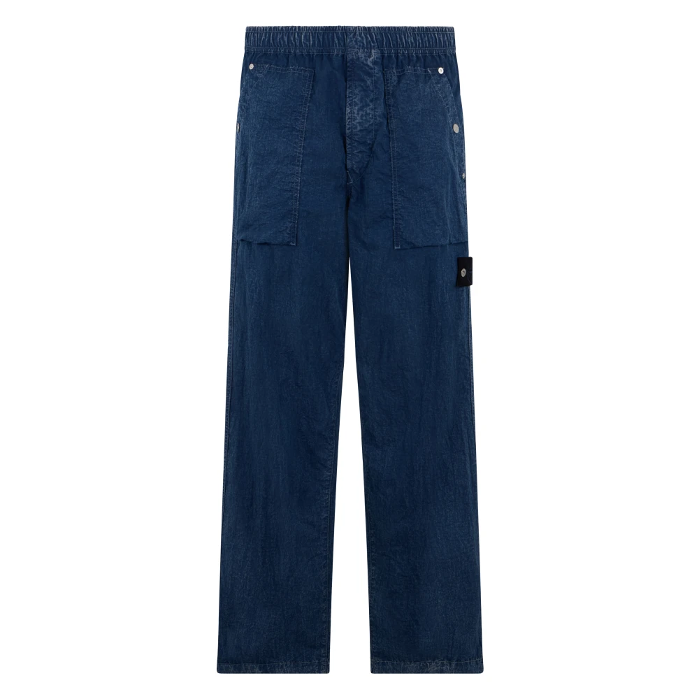 Stone Island Blue Straight Fit Jeans, Male, W32, Loose-Fit Fatigue Trousers