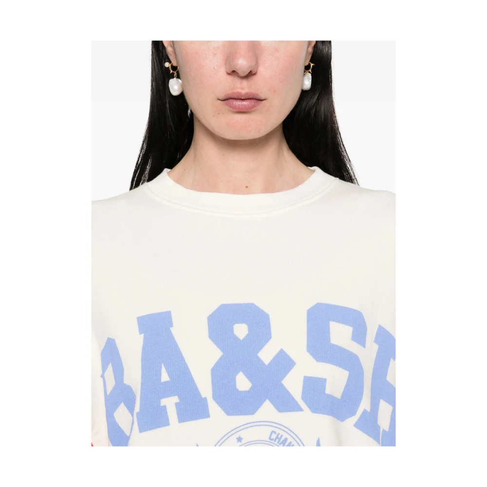 BA&SH Beige Logo Print Crew Neck Sweatshirt Beige Dames