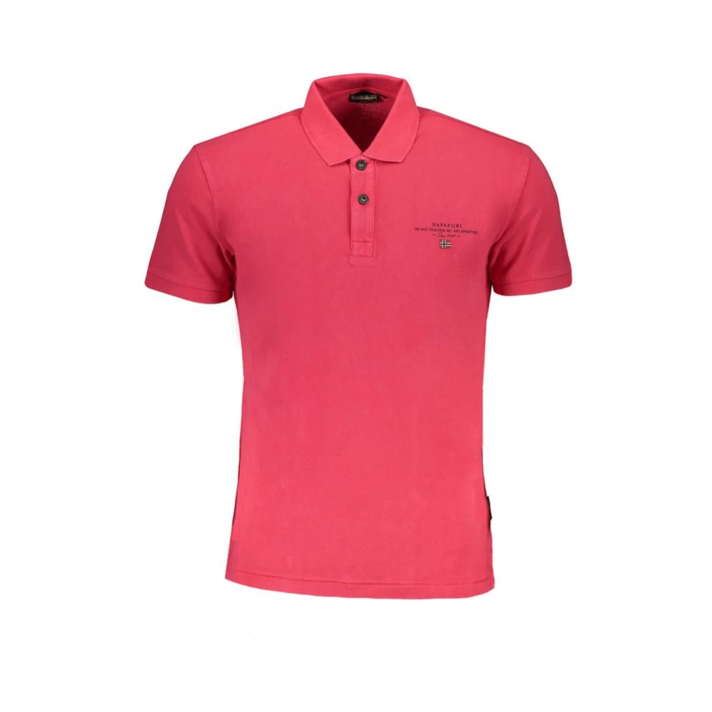 Napapijri Rosa Bomull Polo Shirt med Tryck Pink, Herr