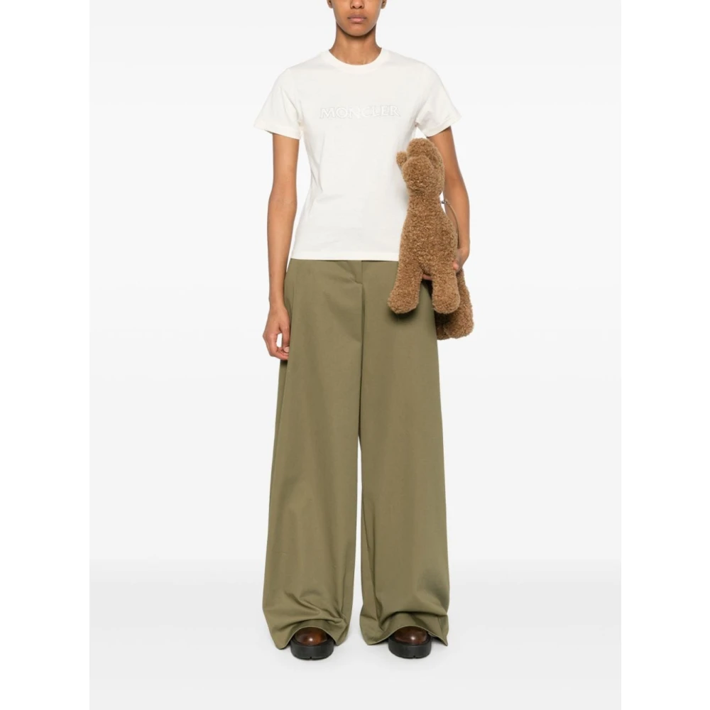 Moncler Witte T-shirts en Polos met Kristal Logo White Dames