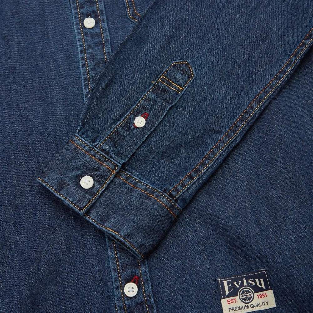Evisu Indigo Denim Jack Regular Fit Blue Heren