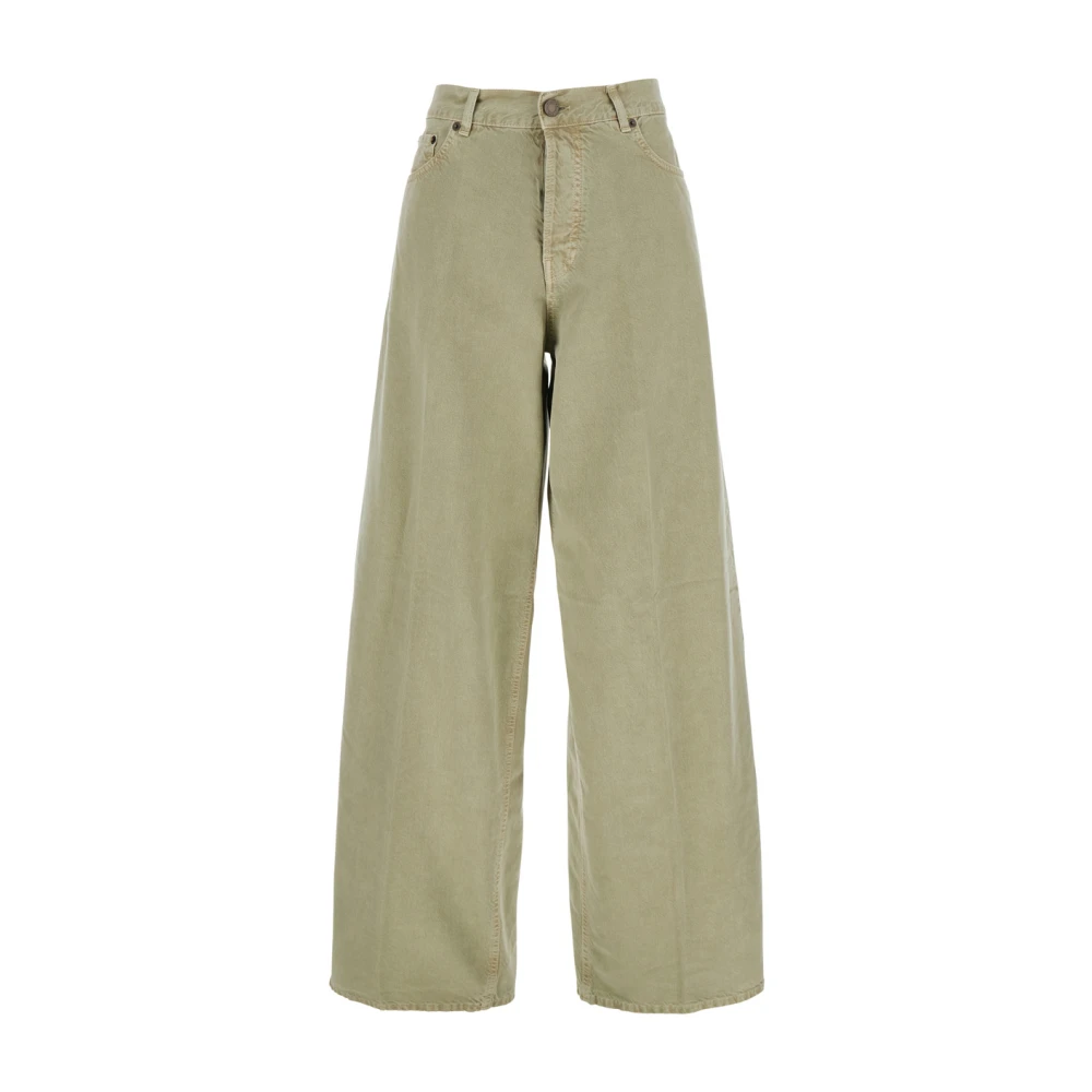 Haikure Groene Logo Patch Katoenen Twill Jeans Green Dames