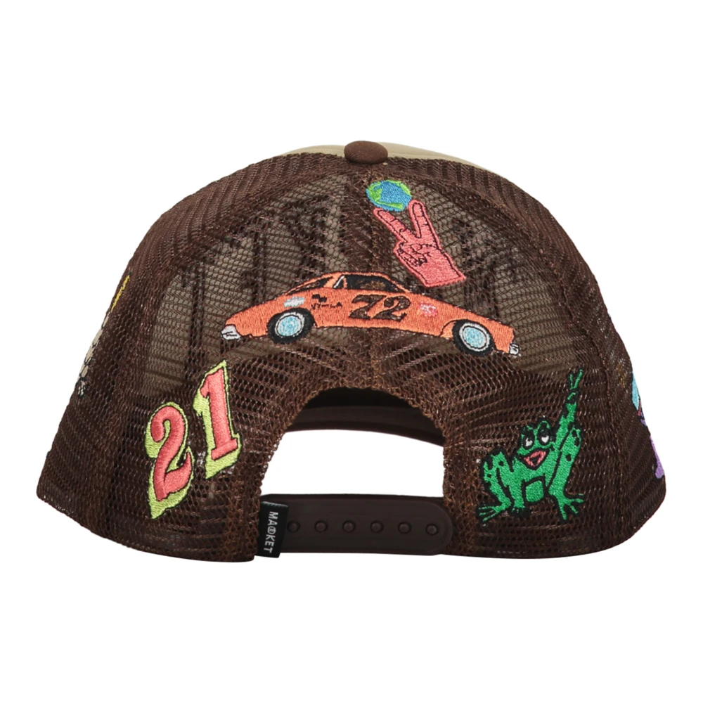 Market Geborduurde Baseball Cap met Netrug Beige Heren