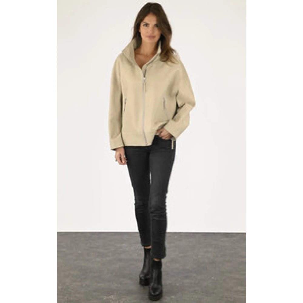 La Canadienne Beige Oversize Lam Leren Vest Beige Dames