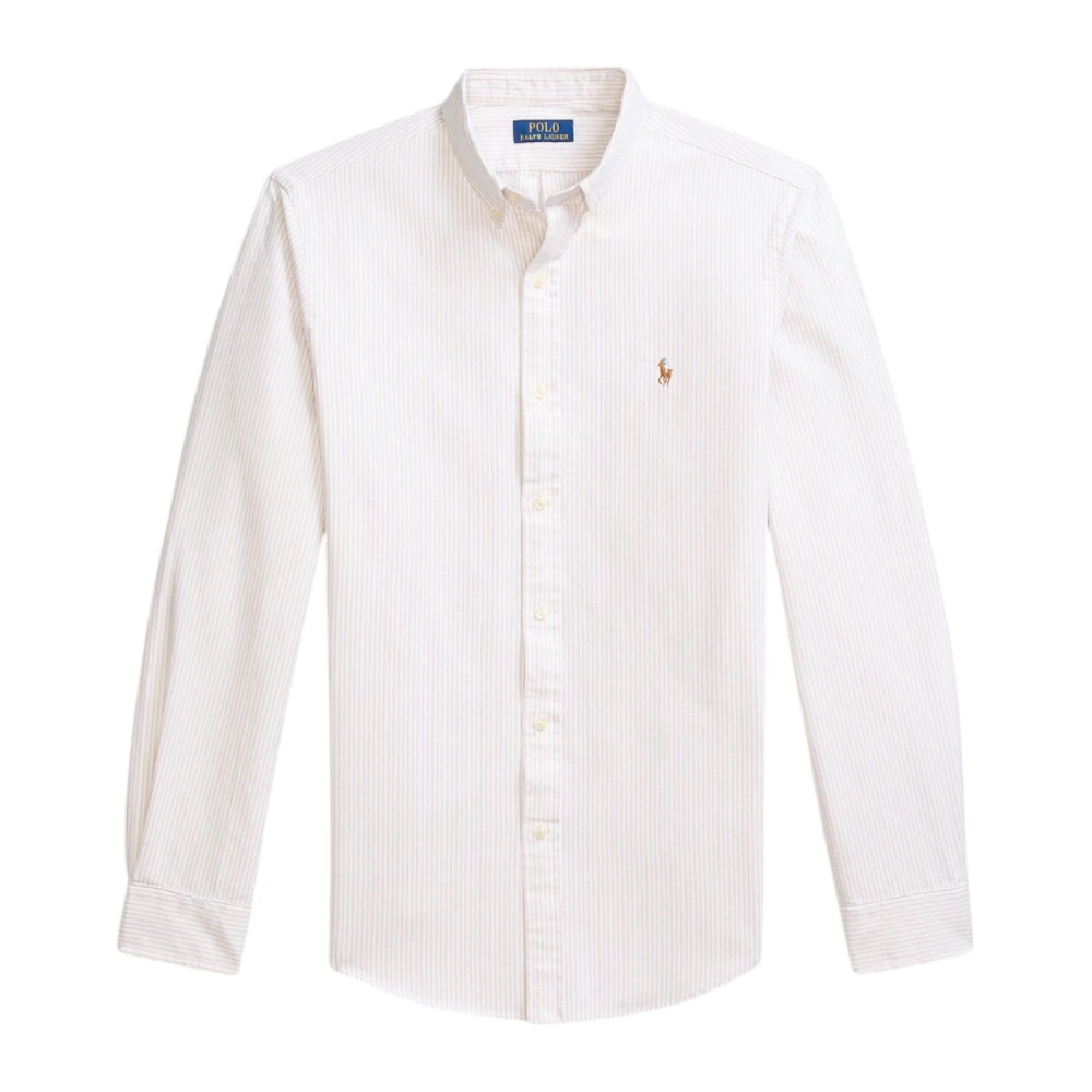 Ralph Lauren Men's Yellow Slim Fit Striped Oxford Shirt - Beige/Khaki