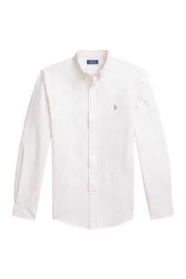 Slim Fit Randig Oxford Skjorta - Beige/Khaki