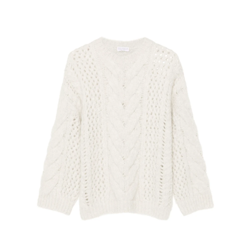 BRUNELLO CUCINELLI Alpaca Chunky Gebreide Trui Gray Dames