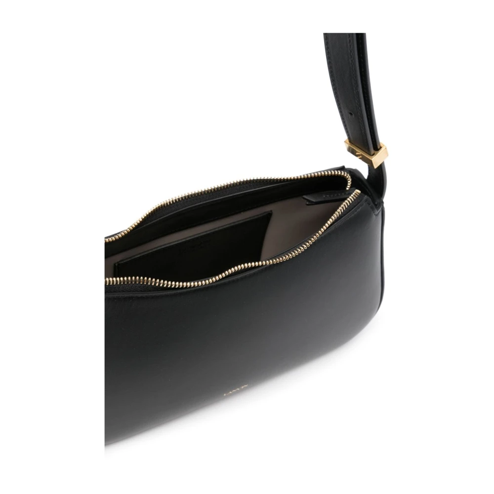 Lanvin Zwarte Lamsschouder Tas met Logo Black Dames
