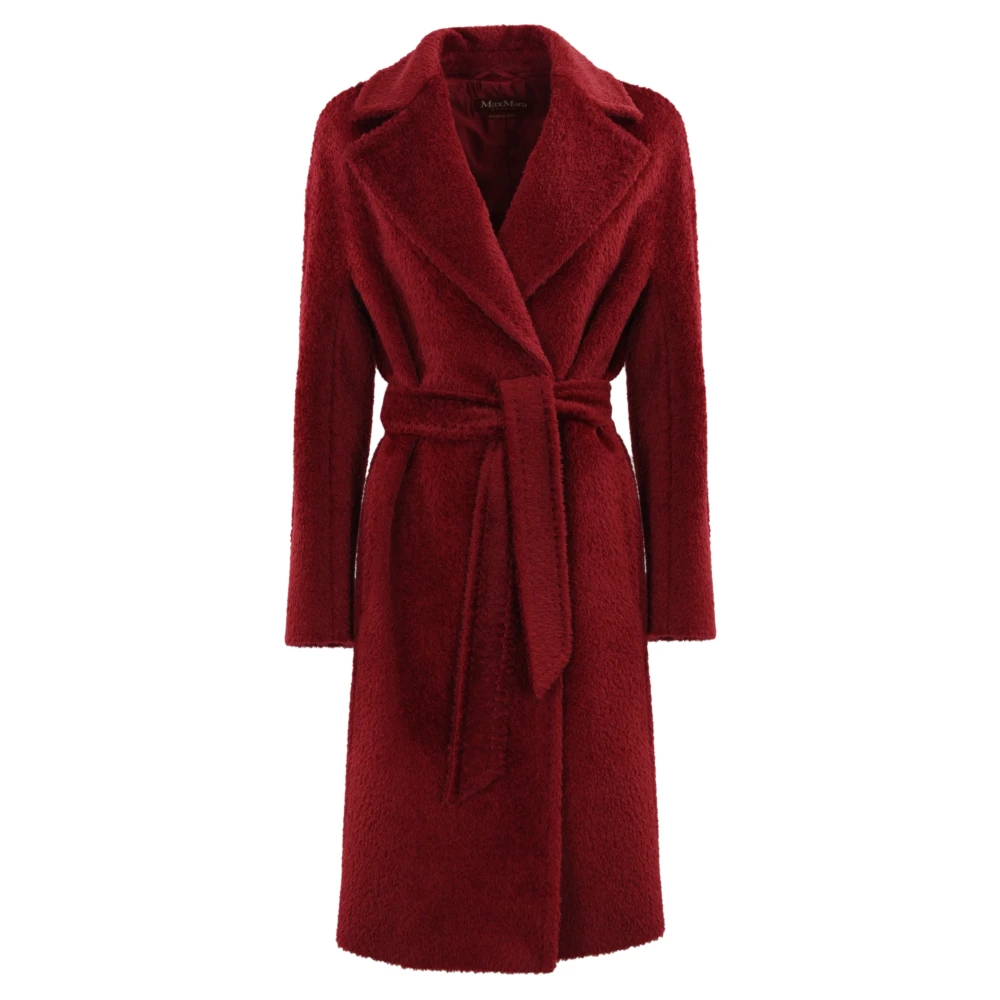 Max Mara Studio Gebonden Alpaca Wol Jas Rood Red Dames