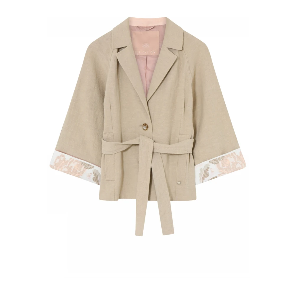 Gustav Feminine Casual Jacket met Brede Mouwen Beige Dames
