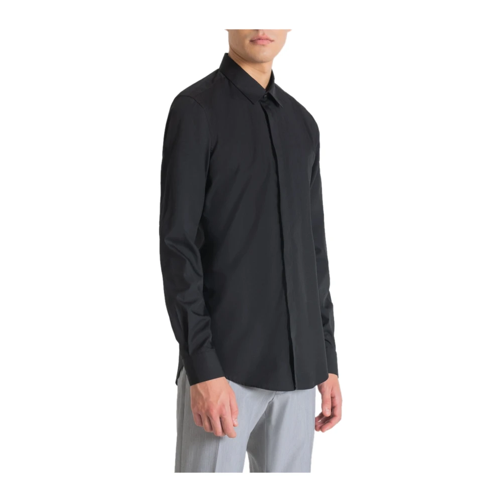 Antony Morato , Casual Shirts, Male, Black, 2XL, Slim Fit Cotton Shirt Spring/Summer Collection