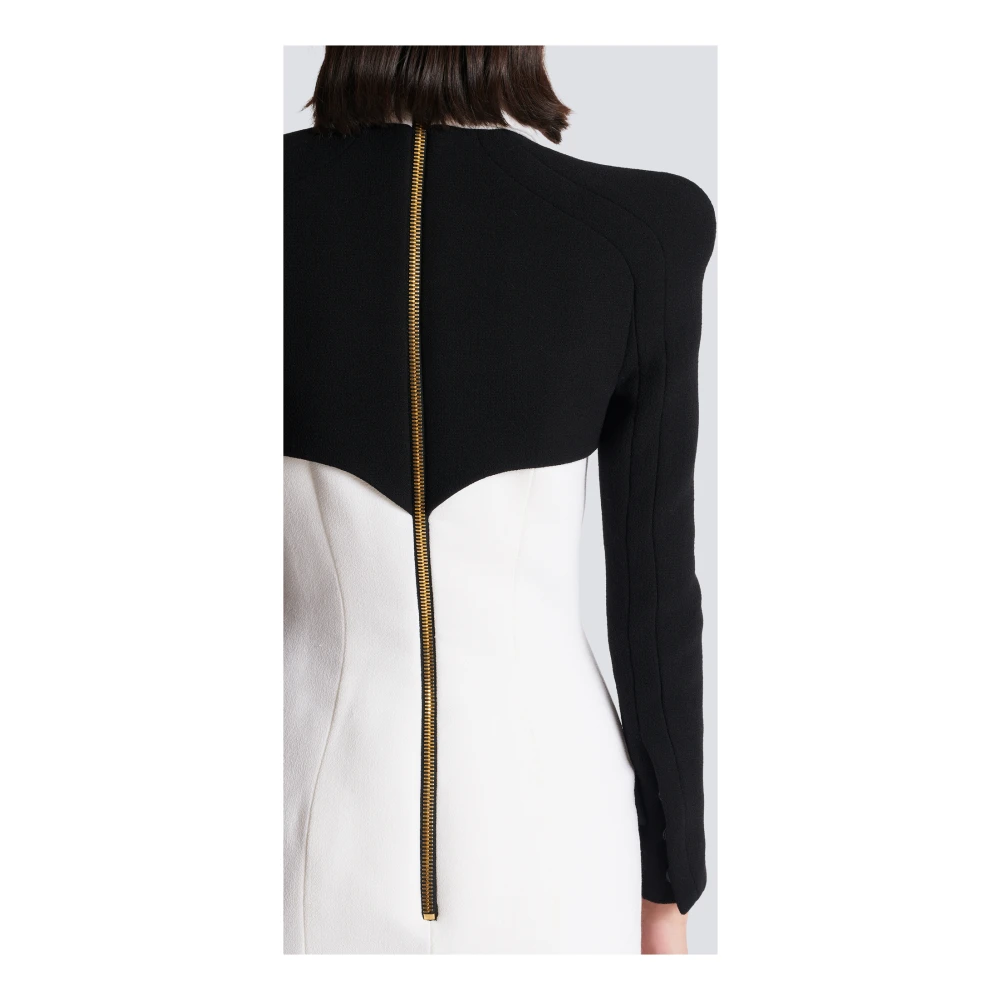 Balmain Korte Crêpe Jurk met Knopen White Dames