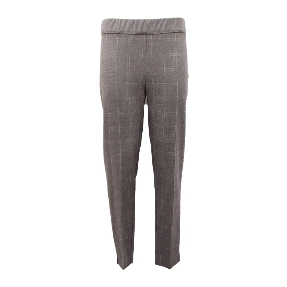 D.exterior Women's Gray Wool Trousers Flannel Check Granite