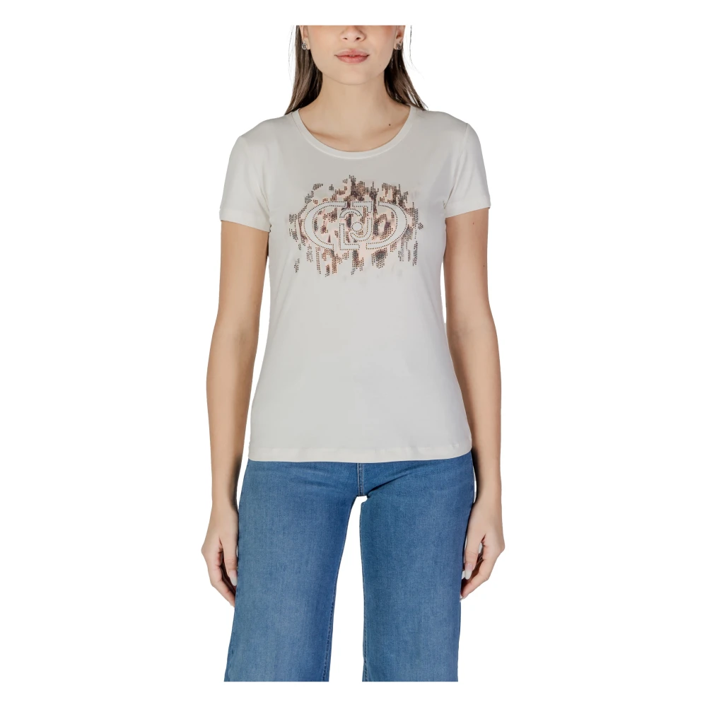Liu Jo Denim shorts met hoge taille en rafelzoom White Dames