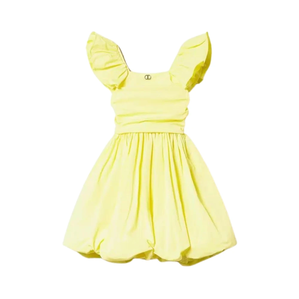 Twinset Girls Yellow Dresses, 16 Y, Balloon Dress With Ruffle Straps