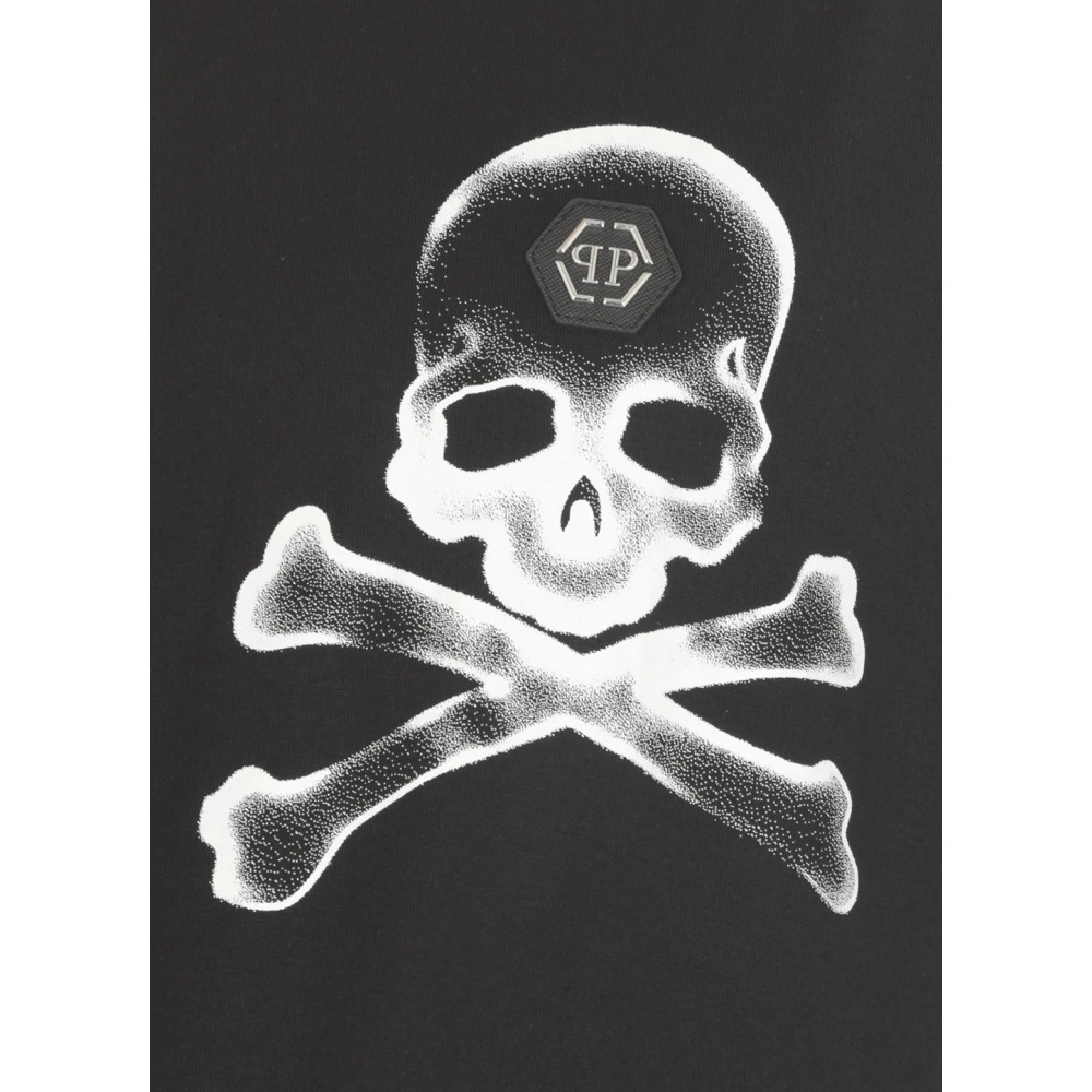 Philipp Plein Zwarte katoenen T-shirt met logo patch Black Heren