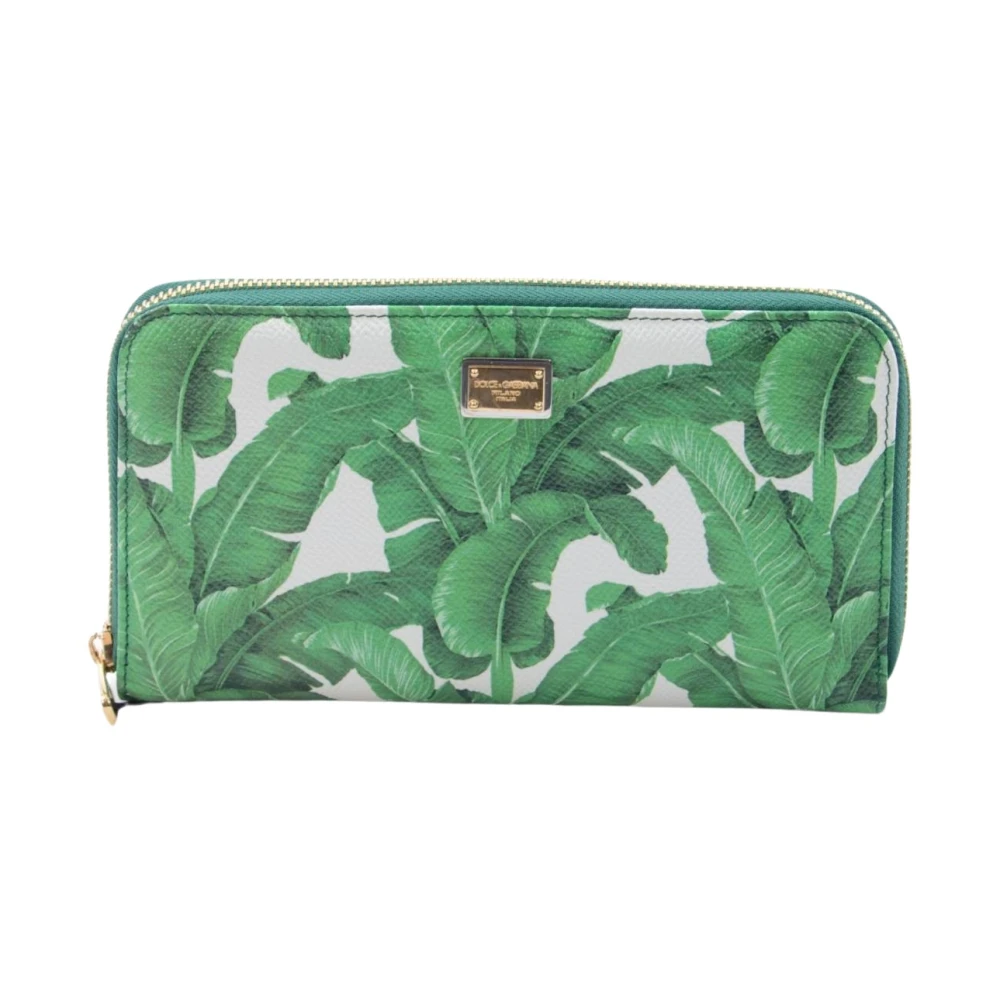 Dolce & Gabbana Palm Leaves Zip Around Wallet Green Dames