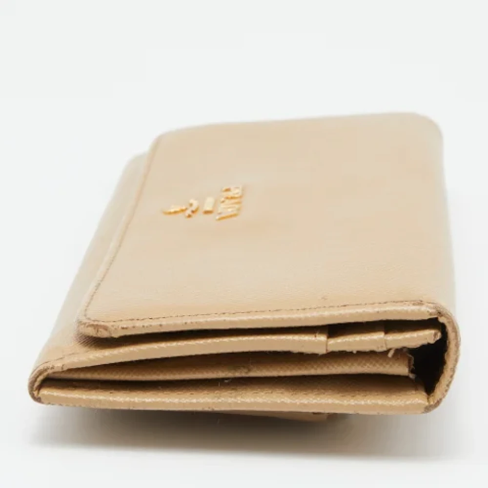 Prada Vintage Pre-owned Leather wallets Beige Dames
