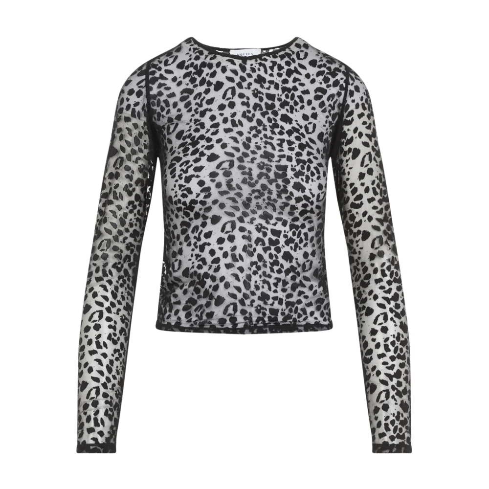 Alexander mcqueen Leopard motief crew-neck top in zwart Black Dames