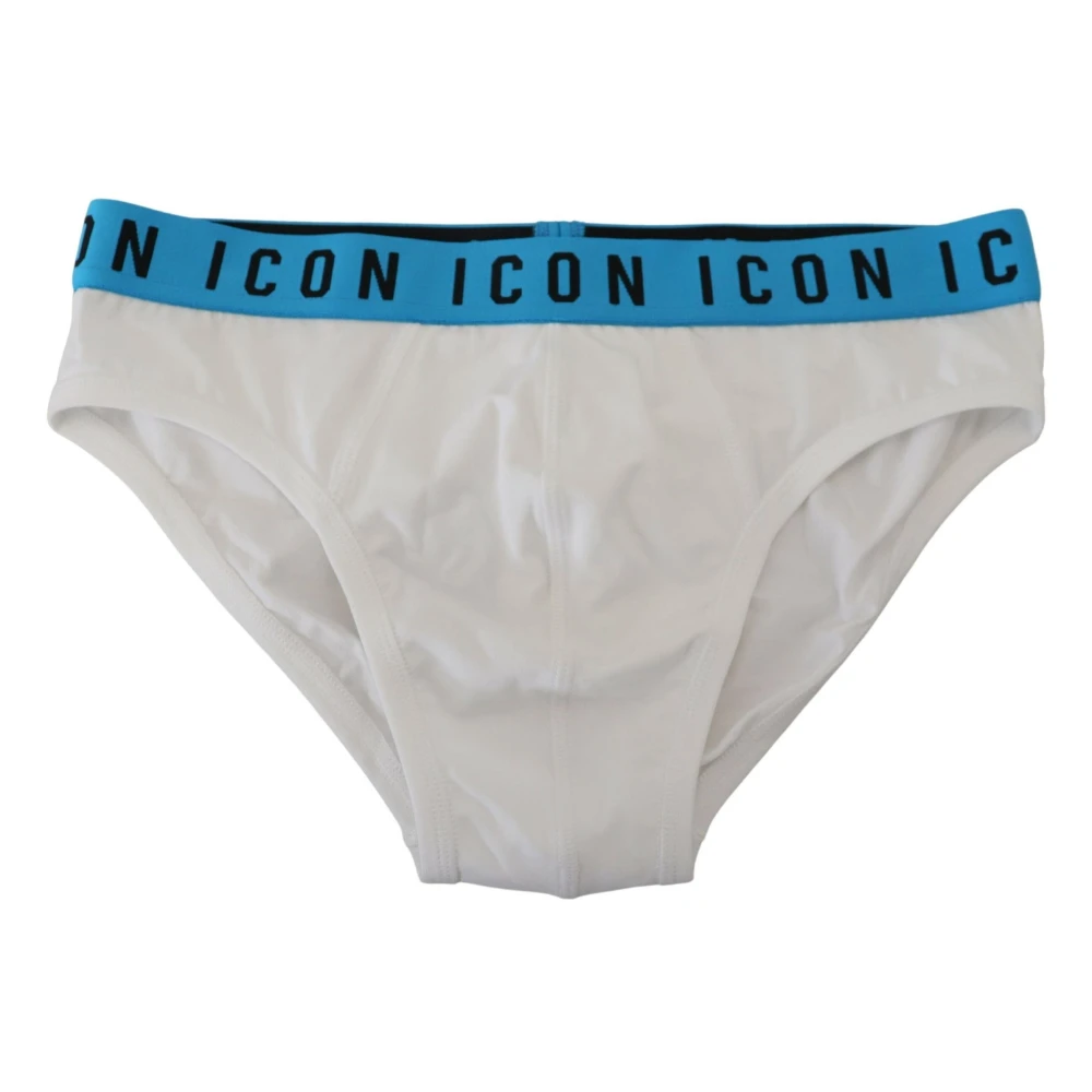 Dsquared2 Men's White Icon Logo Cotton Stretch Brief Underwear
