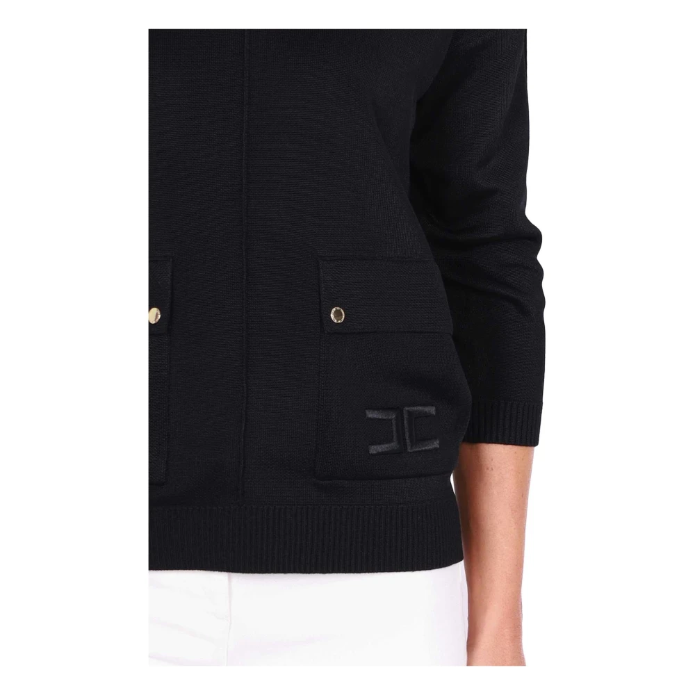 Elisabetta Franchi Zwarte wollen trui met zakken Black Dames