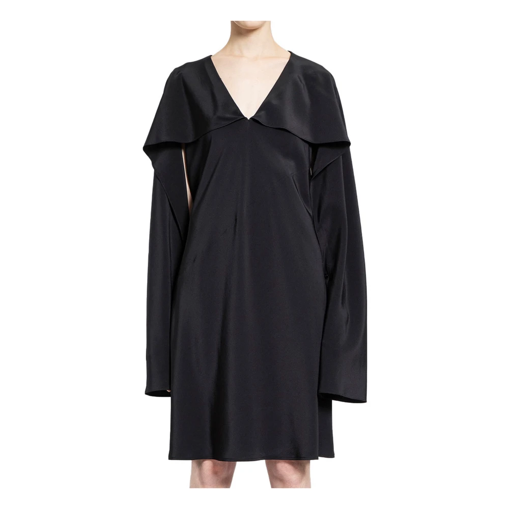 Helmut Lang Satijnen V-hals Sjaal Jurk Black Dames