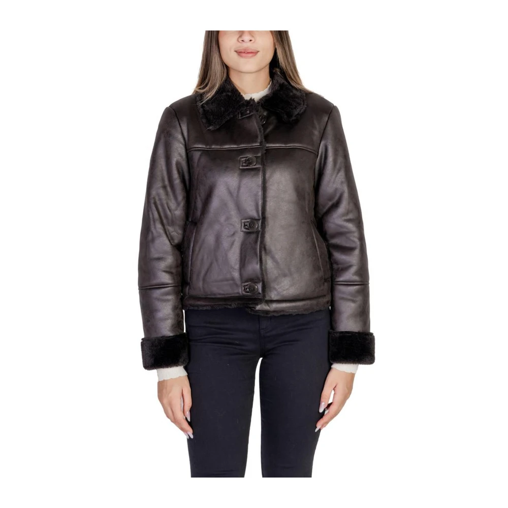 Jacqueline de Yong Bruine Polyester Jas en Jas Brown Dames