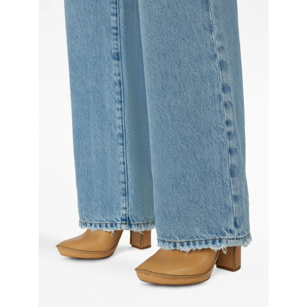 Frame Wijde denim jeans met rafelige zoom Blue Dames
