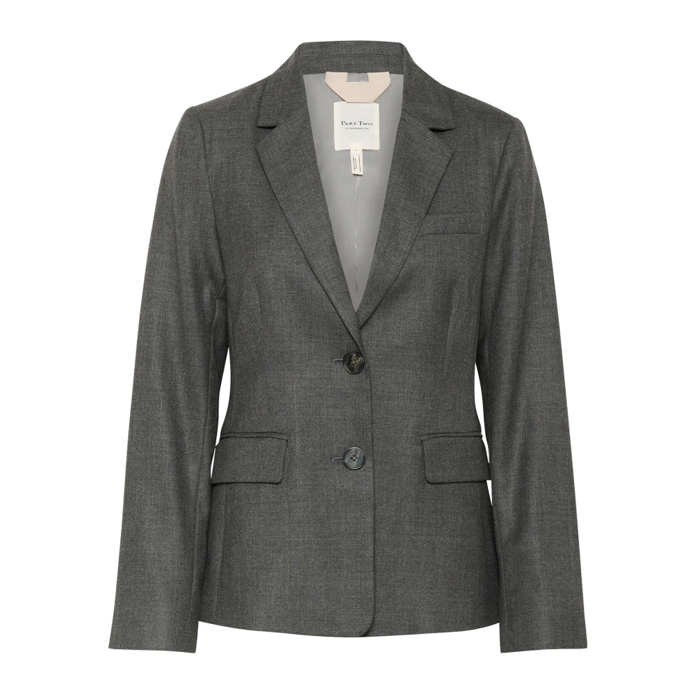 Part Two Grå Flanell Melange Blazer Jacka Gray, Dam