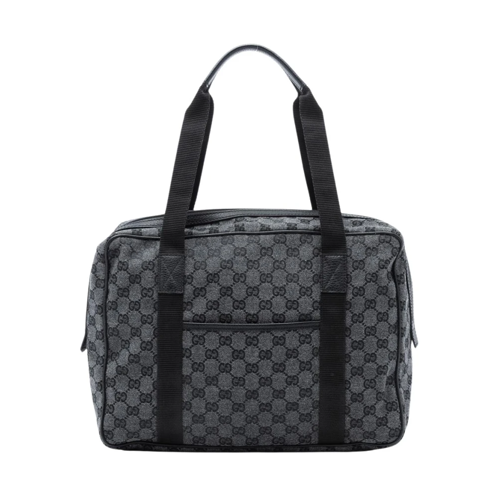 Gucci Vintage Women's Gray Pre-Owned Structured Top Handle Bag