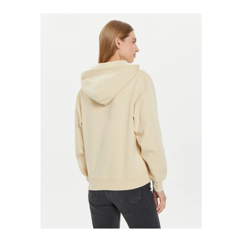 Tommy Hilfiger Logo Katoenen Hoodie Beige Dames