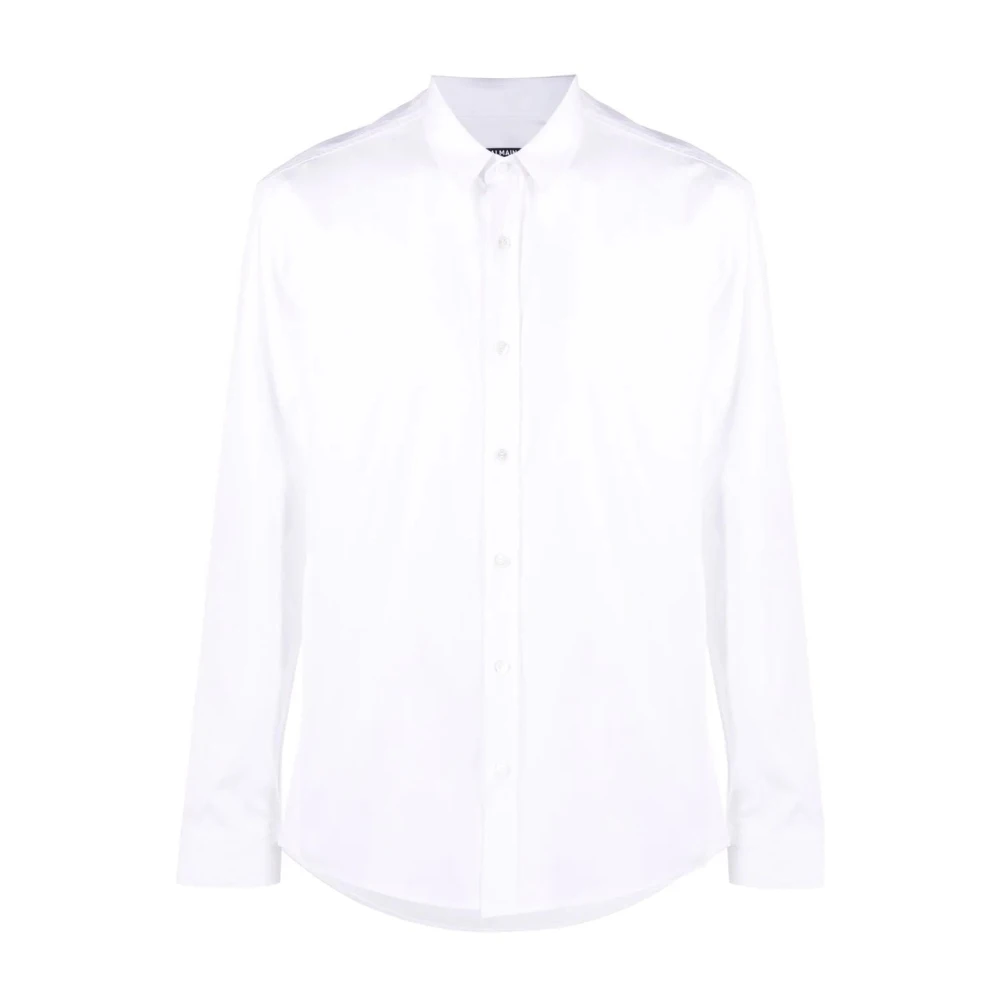 Balmain Witte Lange Mouw Katoenen Overhemd White Heren