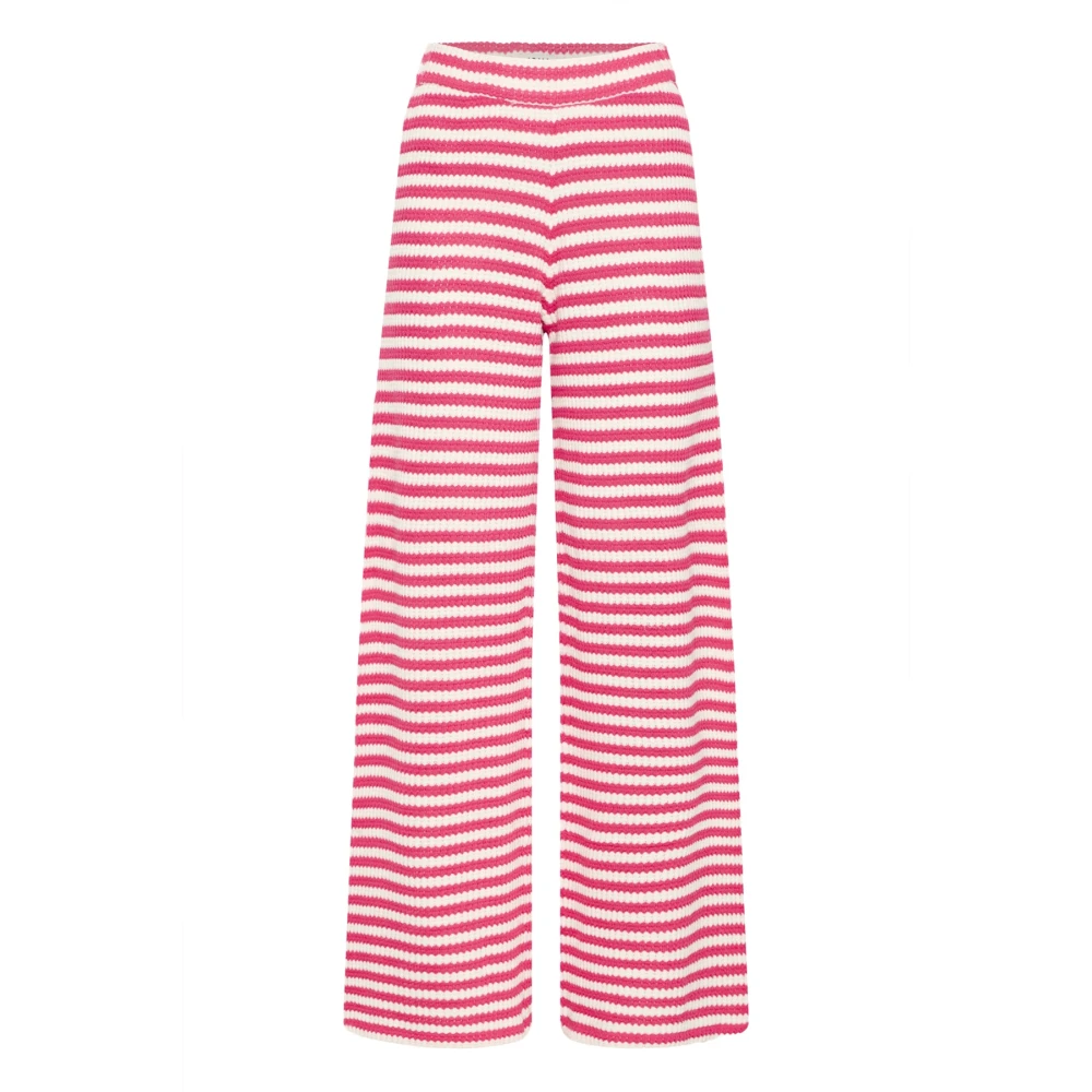 Ichi Pink Wide Trousers - Female - Wide Trousers - M - Trousers