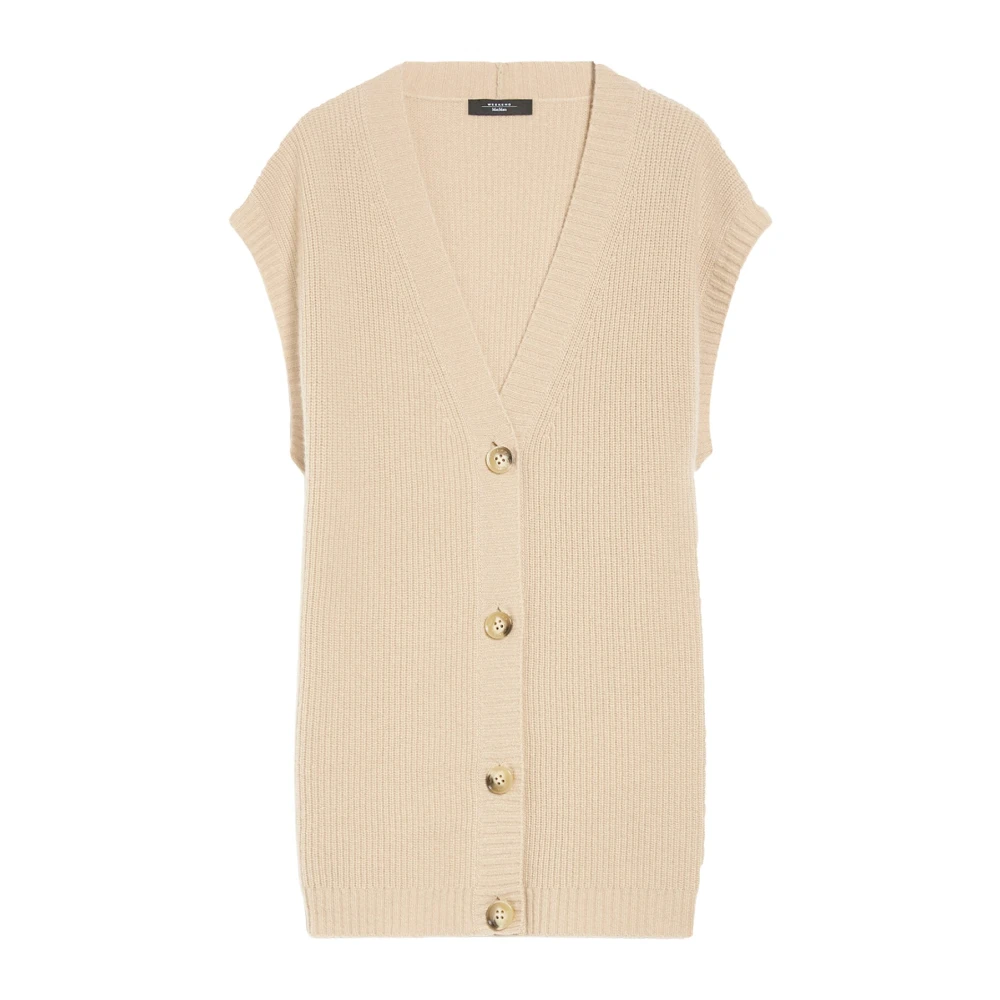 Max Mara Weekend Oversized Wollen Vest met V-hals Beige Dames