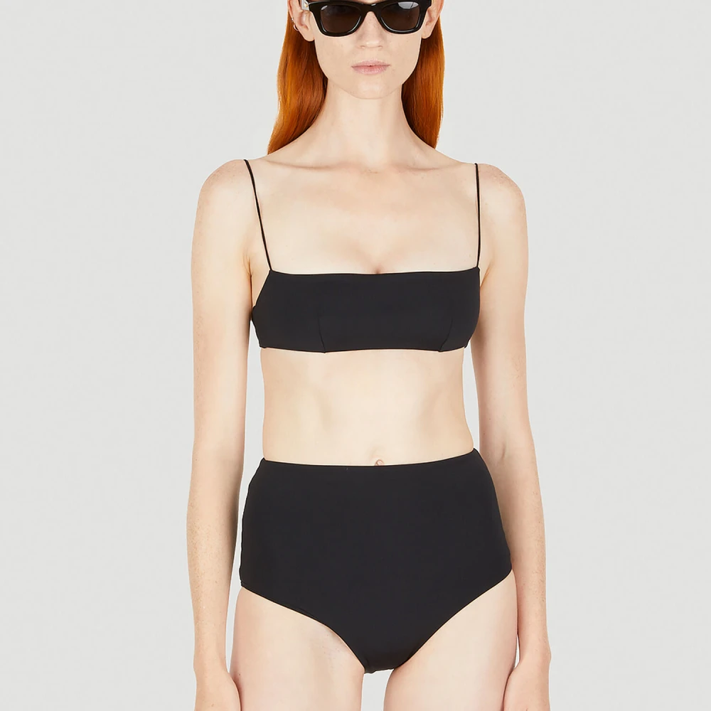 Ziah Retro High Waist Bikini Bottoms Black Dames