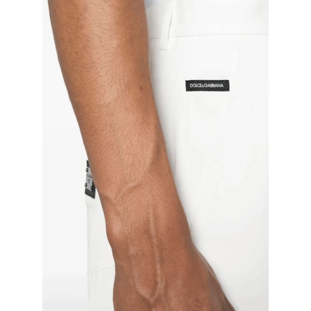 Dolce & Gabbana Witte Logo Plaque Bermuda Shorts White Heren