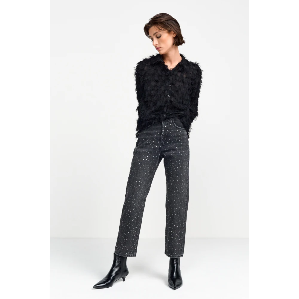 Rich & Royal Gestructureerde Blouse in Trendy Stijl Black Dames