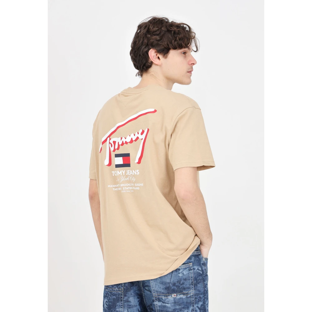 Tommy Jeans Beige 3D Street Logo T-shirt voor heren Beige Heren