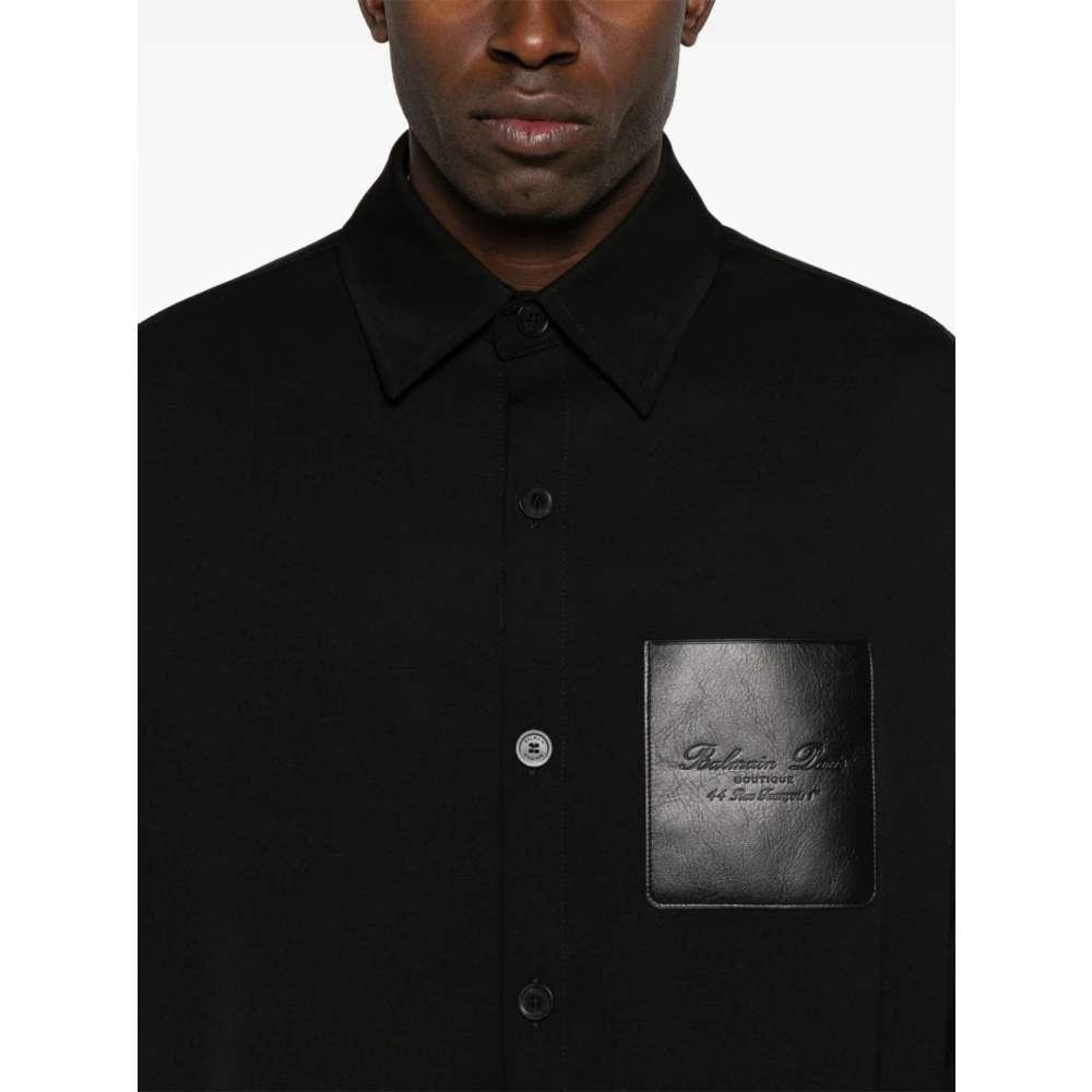Balmain Zwarte Knoopshirt Klassieke Stijl Black Heren