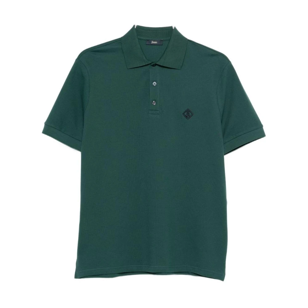 Herno Uomo Verde Polo A Maniche Corte In Piqué