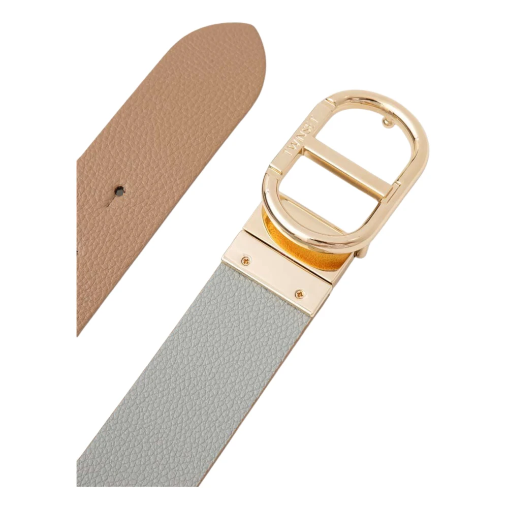 Twinset Omkeerbare Lage Taille Leren Riem Beige Dames