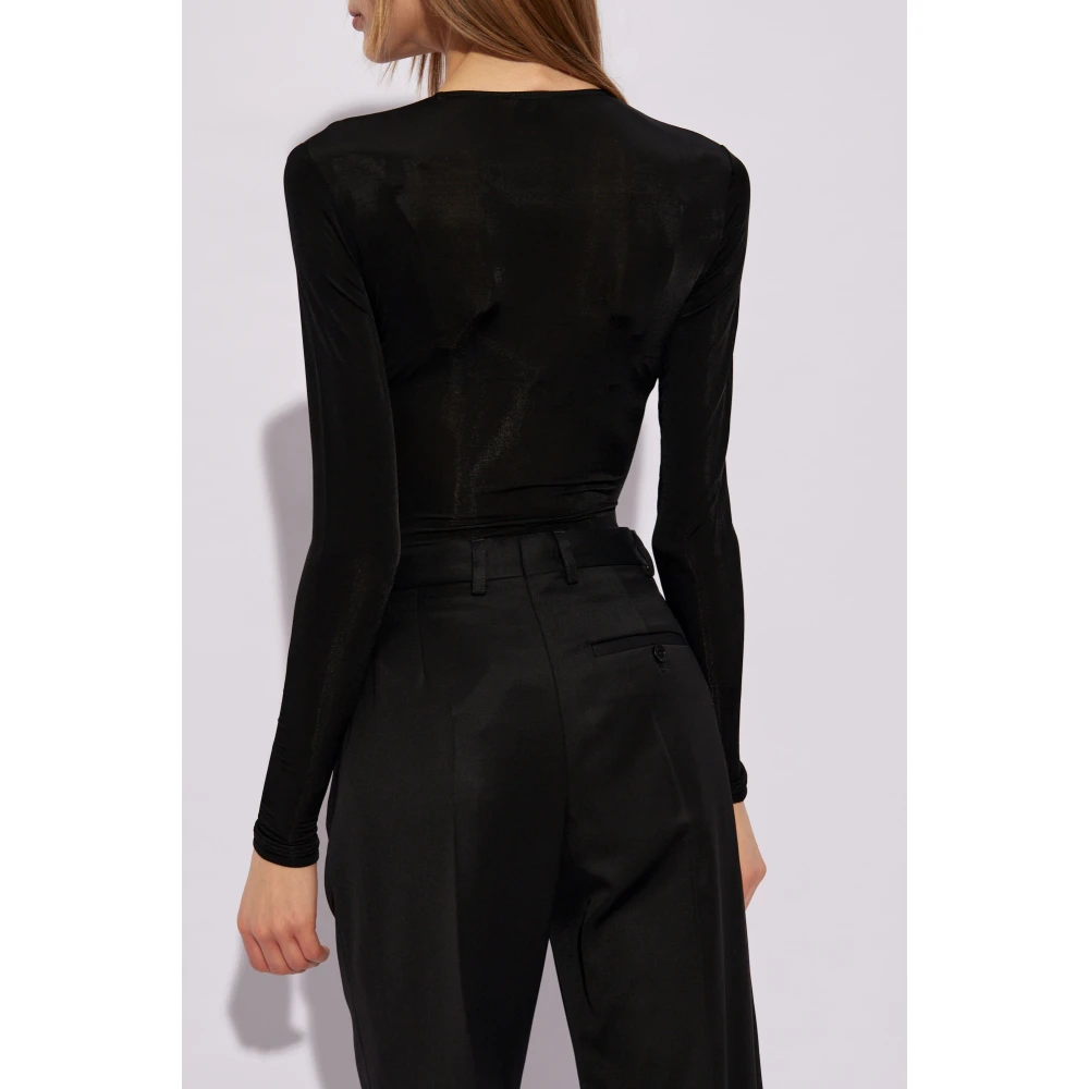 Balenciaga Bodysuit met V-hals Black Dames