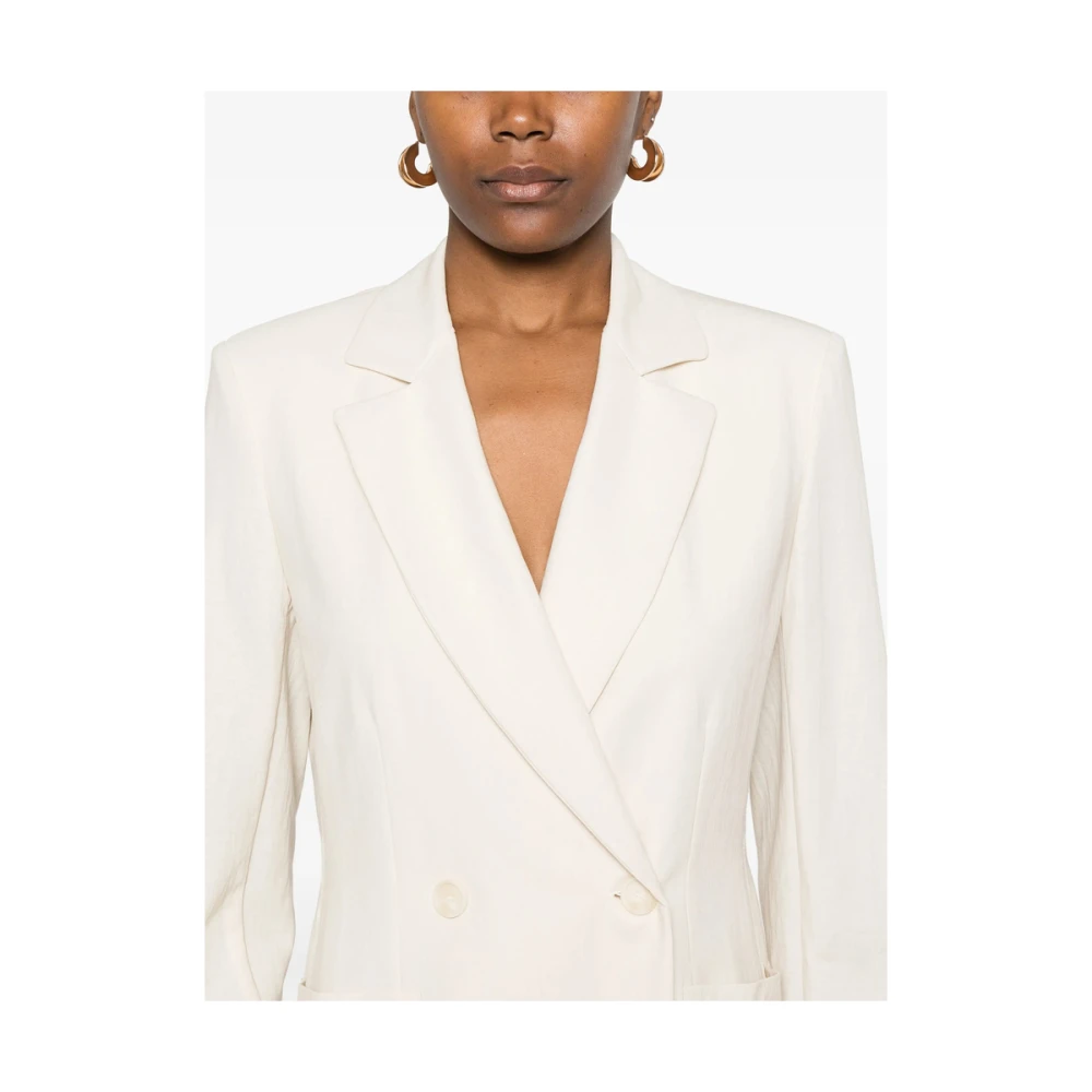 Harris Wharf London Beige Double-Breasted Jas met Zakken Beige Dames