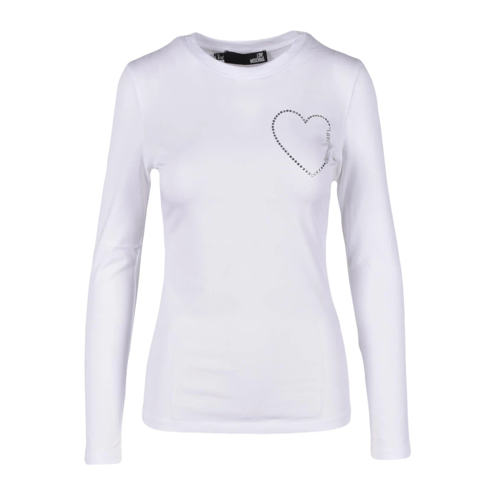 Love Moschino Katoen Elastaan T-shirt White Dames