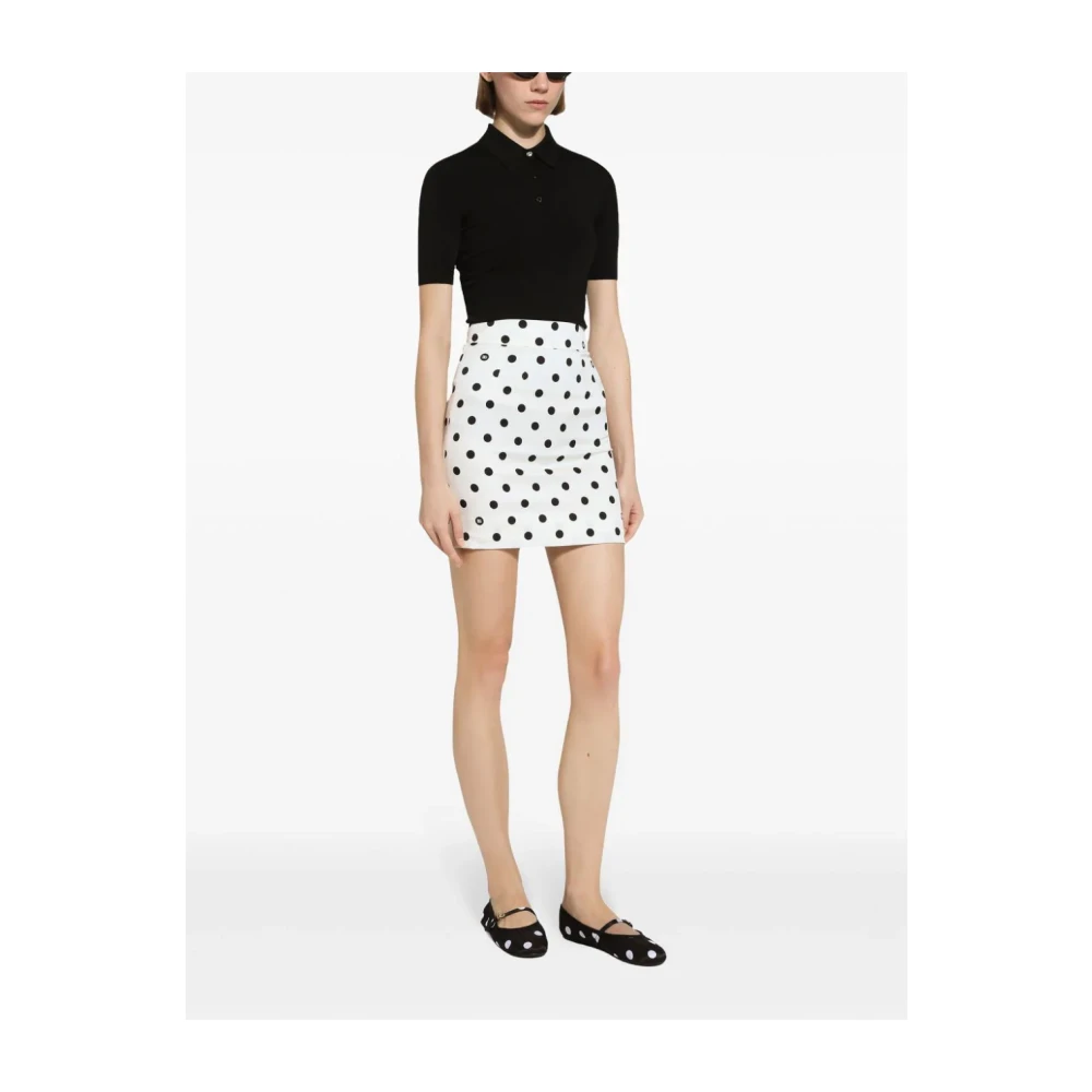 Dolce & Gabbana Witte Hoge Taille Zijden Rok White Dames