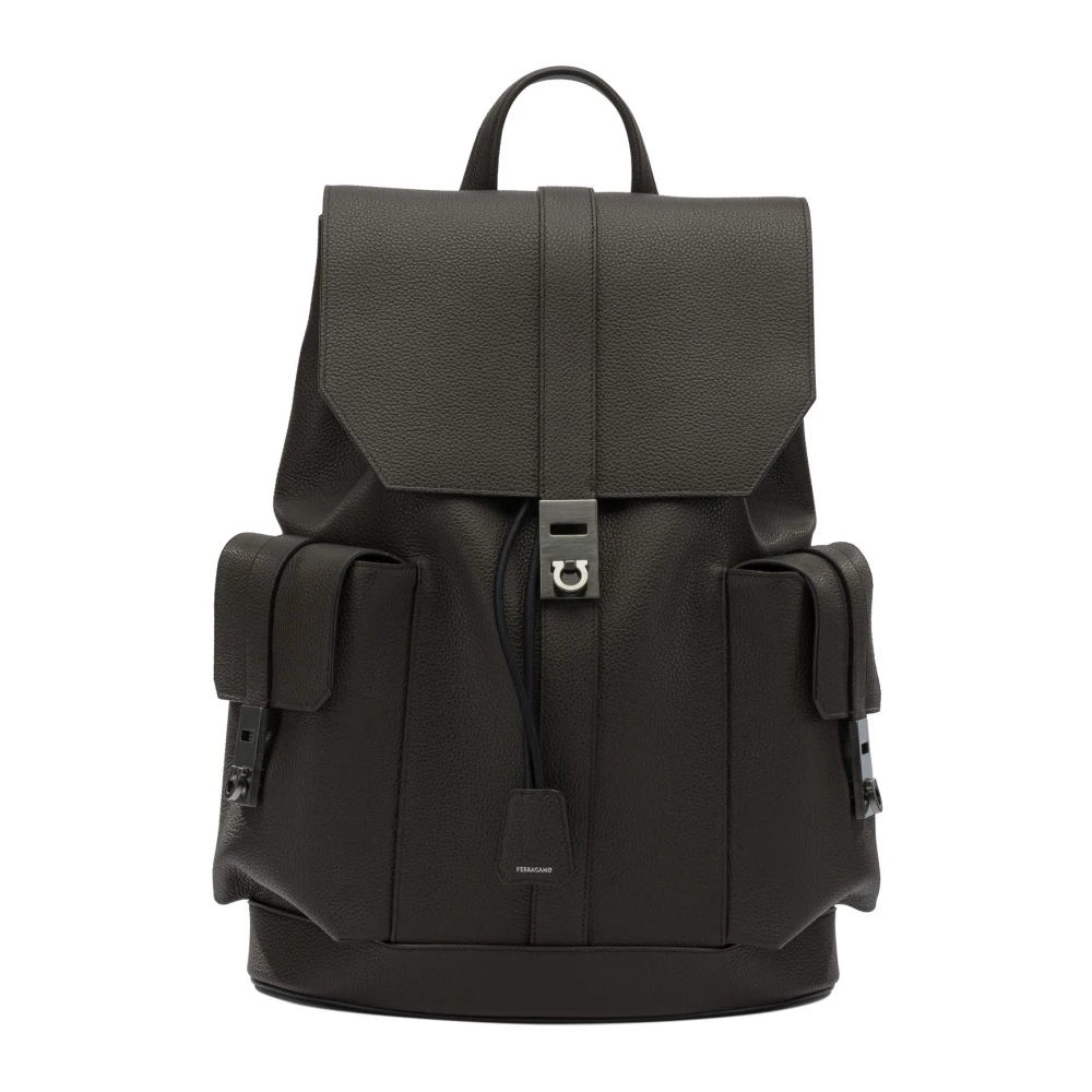 Ferragamo Men's Brown Mini Multi-Pocket Backpack