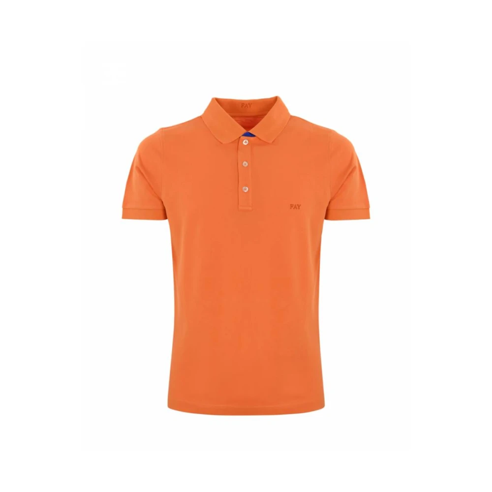Fay Bicolor Polo Shirt met Dubbele Kraag Orange Heren