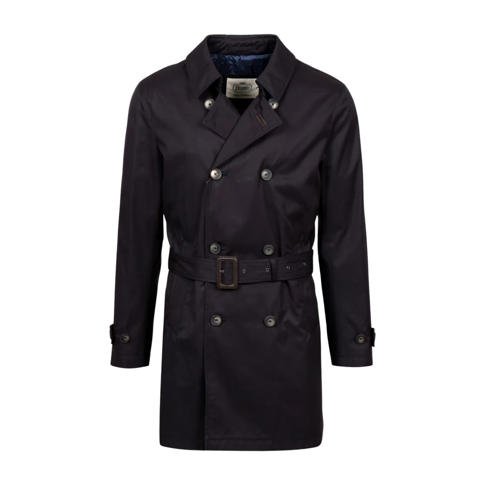 Herno Herren Blau Doppelreihiger Trenchcoat