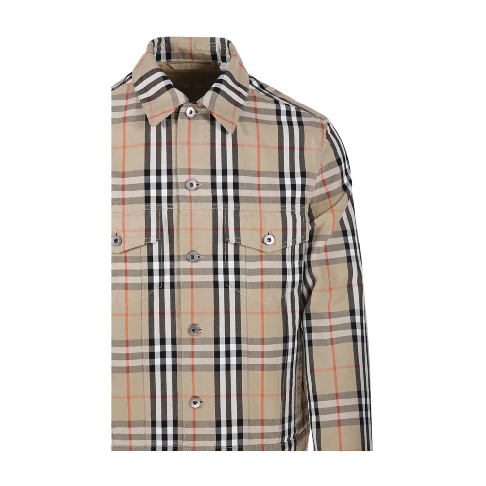 Burberry Geruite Jas Beige Heren